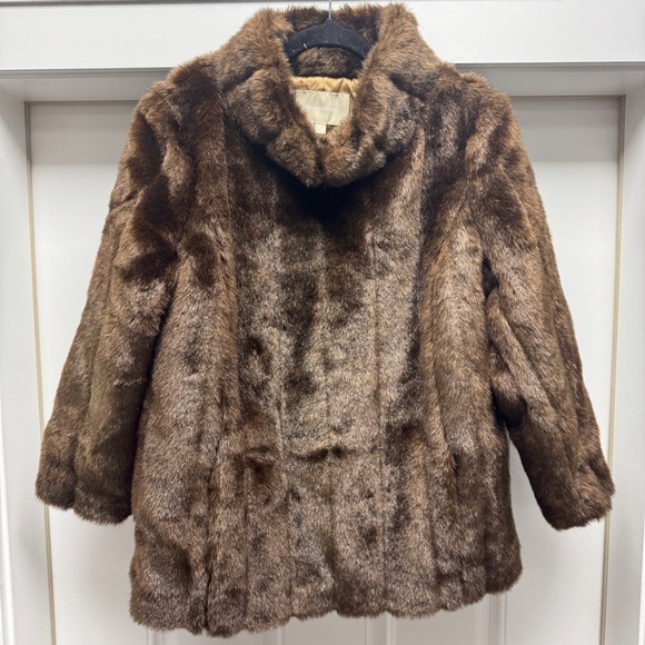 Banana Republic Brown Faux Fur Pullover Jacket with Pockets - Picture 11 of 16